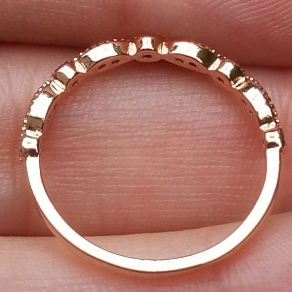 NEW Dainty Rose Gold Milgrain Band Ring - Picture 2 of 4